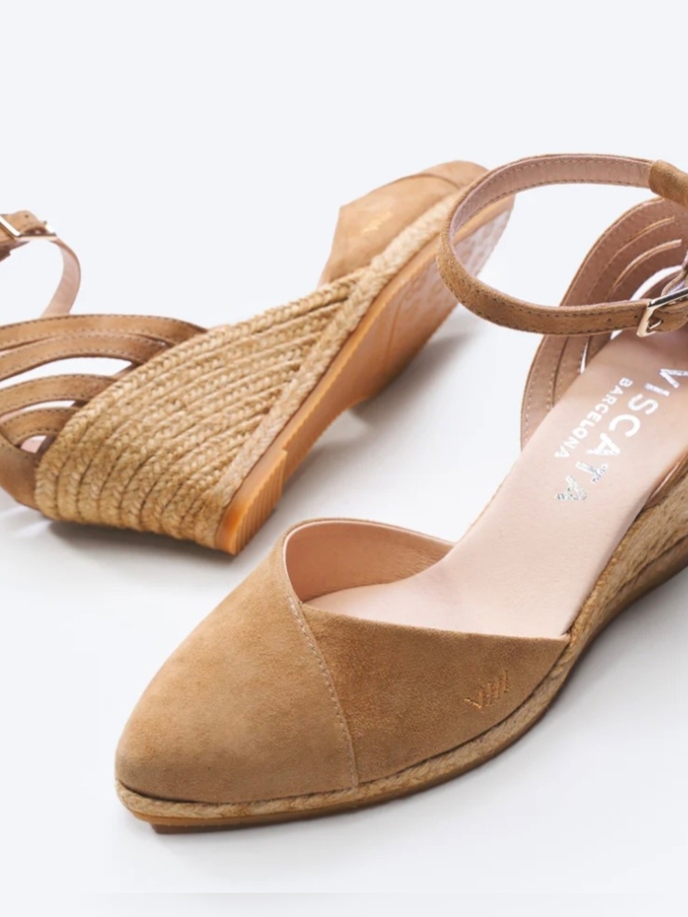 Viscata Camel Ullastret Suede Espadrille Wedges Sz 39/8.5